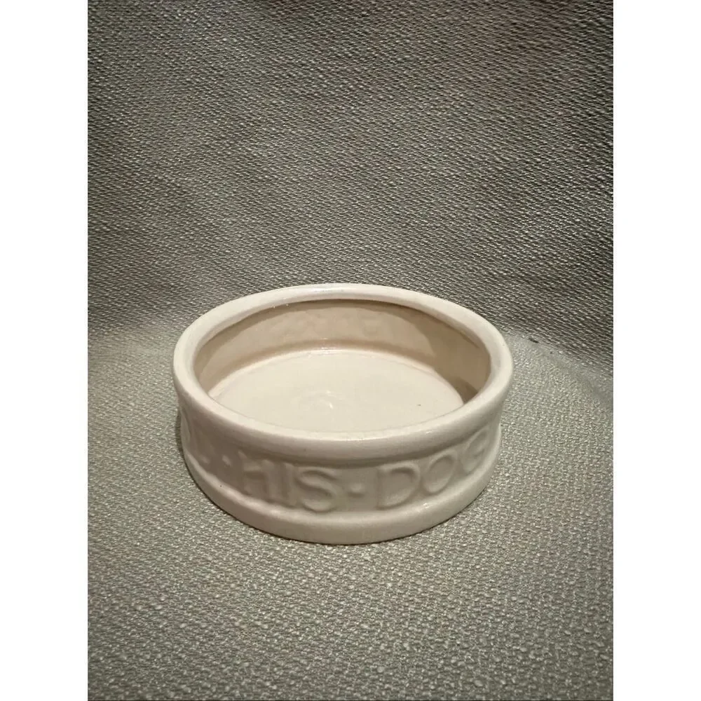 Vintage McCoy Pottery Cream Color Dog Dish Bowl To Man's Best Friend His Dog NEW